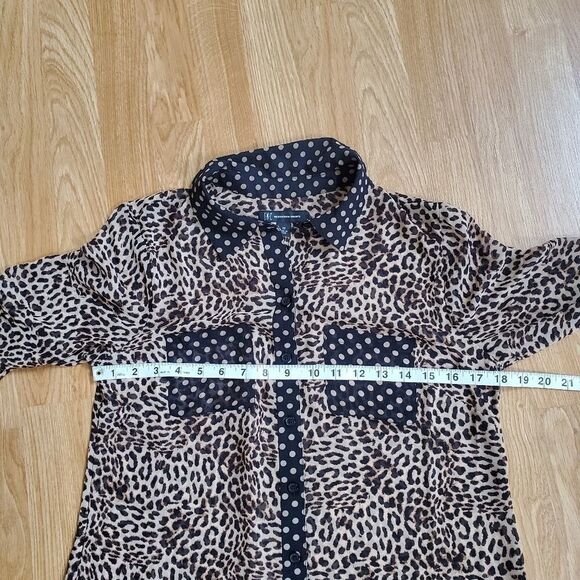 INC Leopard Dot Button-Up Shirt Size XS - Picture 8 of 12